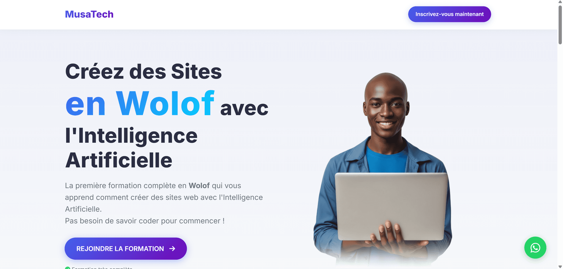 mini site de vente de formation innovante